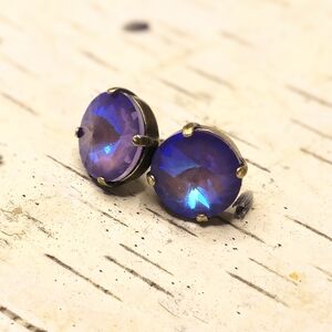 Purple Galaxy Margarita Premium Crystals In Brass Earrings